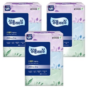 잘풀리는집 스퀘어 천연펄프 미용티슈 2겹, 200매입, 9개