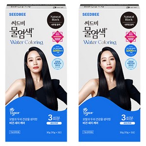 씨드비 프리미엄 물 염색제 3회분, 내추럴블랙, 2개