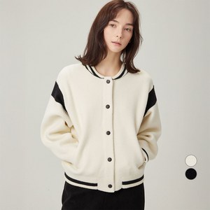 ELLEPARIS 여성용 후드 탈부착 뽀글 니트 바시티 자켓