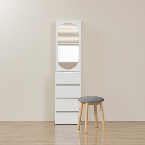 파로마 로우A 라운드 거울 수납 틈새화장대 + 스툴 세트 방문설치