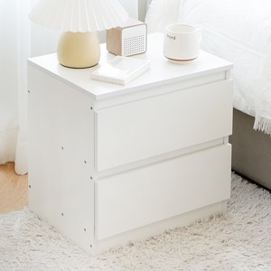 코멧 홈 베이직 2단 서랍 침대 사이드 협탁, 화이트, 1개