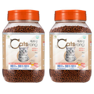 캐츠랑 전연령 고양이 비타플러스 건식사료, 닭+참치, 2kg, 2개
