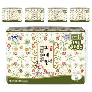 쏘피 귀애랑 생리대 날개형, 대형, 18개입, 5개