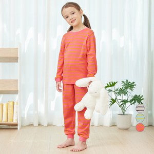 롤리트리 아동용 30수 후라이스 스트라이프 9부 실내복 상하의 세트
