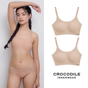 크로커다일 쉘론 스트랩 브라 2종세트