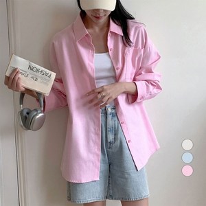 아피나르 여성용 옥스퍼드 코튼혼방 데일리 오버핏 셔츠