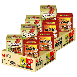 농심 짜파게티 10개 140g + 얼큰한너구리 10개 120g, 40개, (5개입 X 4개입 X 2박스)