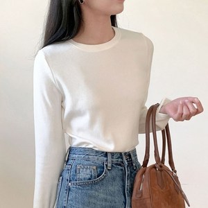 아피나르 여성용 슬림핏 웜업 기모 긴팔 티셔츠