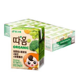 따옴 유기농 오렌지 & 청포도 & 당근 & 브로콜리 주스, 120ml, 24개