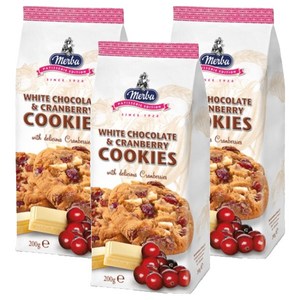 메르바 화이트 초콜릿 앤 크랜베리 쿠키, 200g, 3개