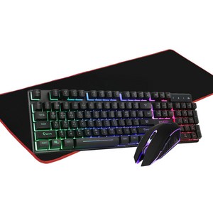 지클릭커 슈퍼 히어로 게이밍 유선 키보드 마우스 장패드 세트