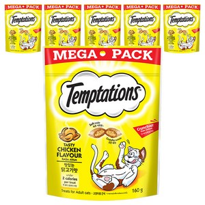 템테이션 고양이 메가팩 스낵 간식, 맛있는 닭고기맛, 160g, 6개