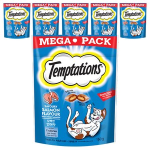 템테이션 고양이 클래식 메가팩 스낵, 담백한 연어맛, 160g, 6개