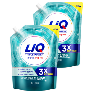 리큐 진한겔 딥클린 드럼용 액상세제 프레쉬 런드리향 리필, 2L, 2개