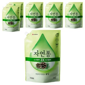 [비건라이프] 자연퐁 찌든때 걱정없는 솔잎 주방세제 파우치형, 1.18L, 6개