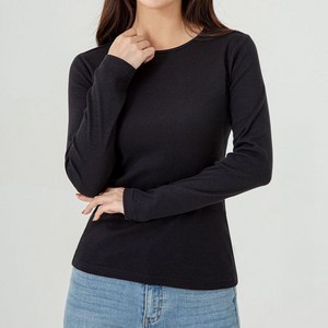 캐럿 여성용 데일리 슬림핏 긴팔 립 티셔츠