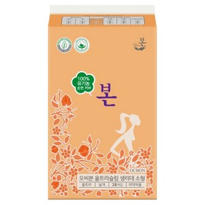 유기농본 순면커버 울트라슬림 생리대 날개형, 소형, 28개입, 1개