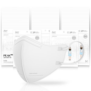 아에르 피크 라이트 보건용 마스크 M KF80, 1개입, 화이트, 50개