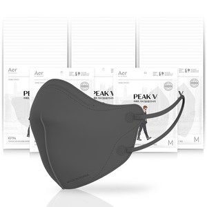 아에르 피크 V 라이트 황사방역 마스크 중형 KF94, 1개입, 블랙, 50개