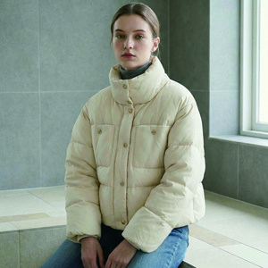 올리브데올리브 여성용 하이넥 다운 숏 패딩