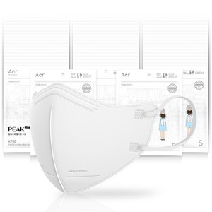 아에르 피크 라이트핏 보건용 마스크 KF80 S, 화이트, 1개입, 50개