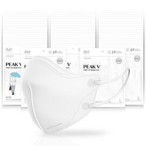 아에르 피크 브이 라이트 황사방역 마스크 대형 KF94, 50개입, 흰색, 1개