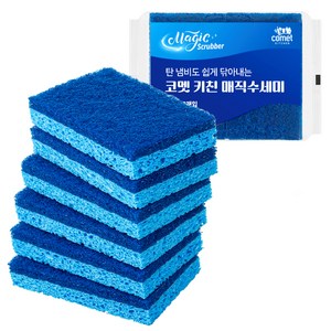 코멧 키친 양면 찌든때 수세미 블루, 6개입, 1개