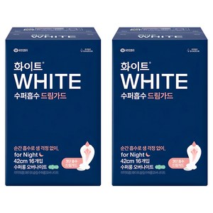 화이트 수퍼흡수 드림가드 생리대 날개형, 슈퍼롱, 16개입, 2개