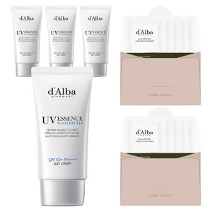 [비건뷰티] 달바 워터풀 에센스 선크림 SPF50+ PA++++ 50ml x 2p + 밸런싱 비건 젤 클렌저 3ml x 5p 세트, 2개