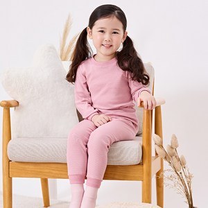 트라이 키즈 스트라이프 30수 순면 9부 실내복 상하의 세트 QBLI00A