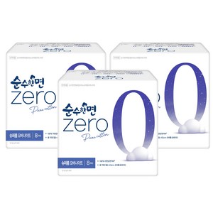 순수한면 제로 슈퍼롱 날개형, 오버나이트, 8개입, 3개