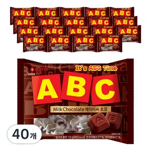 롯데웰푸드 ABC 초콜릿, 72g, 40개