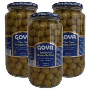 고야 대용량 피티드 그린 만자니야 올리브, 875g, 3개