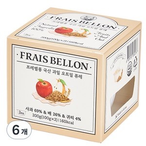 프레벨롱 국산 과일오트밀 퓨레, 혼합맛(사과/배/귀리), 200g, 6개