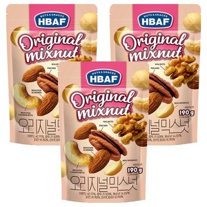 바프 넛츠앤스낵스 오리지널 믹스넛, 190g, 3개