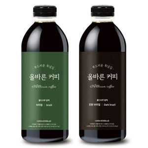 올바른커피 콜드브루 원액 더치커피 브라질 + 콜롬비아, 1L, 2개입, 1개