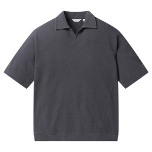 프로젝트엠 엠보 반팔 슬릿 카라 티셔츠