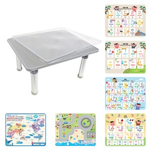 플라팜 유아용 국내생산 레고 호환 블럭 테이블 + 공부 시트지 6종 세트