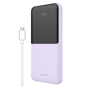스마텍 LED 3포트 여행용 고속 충전 보조배터리 10000mAh C타입 케이블