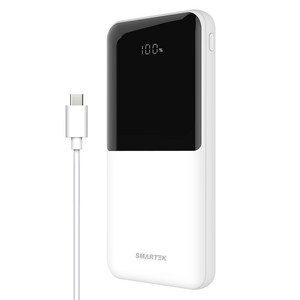 스마텍 LED 3포트 여행용 고속 충전 보조배터리 10000mAh C타입 케이블