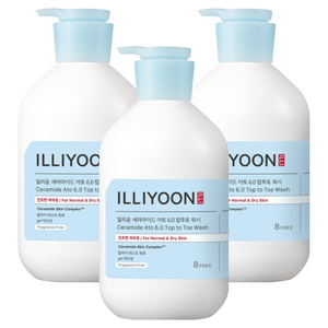 일리윤 세라마이드 아토 6.0 탑투토 바디워시 무향, 1L, 3개