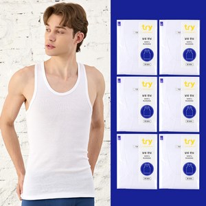 트라이 남성용 통기성 베이직 순면 런닝 6매 세트 EMRSJ0A