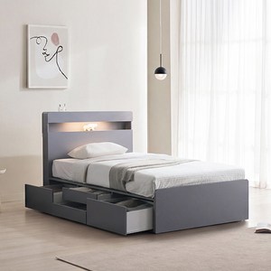 삼익가구 NEW 루시드 LED 4단 서랍 수납 침대 프레임 단품