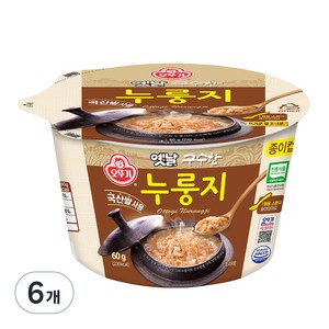 오뚜기옛날 구수한 누룽지 컵형, 60g, 6개