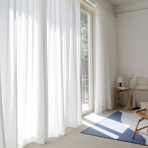 쁘리엘르 실루엣 쉬폰 나비주름 커튼 높이 조절핀형