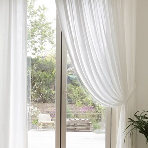 쁘리엘르 실루엣 쉬폰 나비주름 커튼 높이 조절핀형