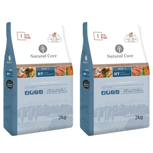 네츄럴코어 전연령 강아지 에코플러스 건식사료, 닭+연어, 2kg, 2개
