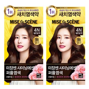 미쟝센 샤이닝 에센스 새치전용 염색제, 4N 짙은갈색, 2개