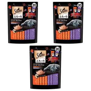 쉬바 멜티 고양이 파우치 짜먹는 간식 참치 10p + 참치와 해산물 10p, 혼합맛(쉬바 멜티/..., 240g, 3개