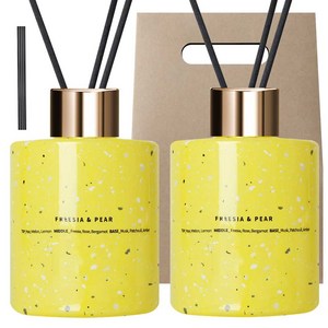 플렌느 마블 디퓨저 + 스틱 랜덤발송 10p + 쇼핑백 세트, 프리지아 앤 페어, 200ml, 2개